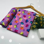 SastaaE 2 Pieces Unstitched Lawn All Over Leaf Print Shirt & Trouser Dark Purple - Shopping Karado Pakistan