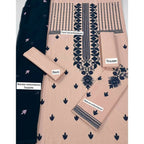 SastaaE 3 Piece Unstitched Embroidered Dress on Lawn Cotton fabric along with Chiffon Embroidered Dupatta Default Title - Shopping Karado Pakistan