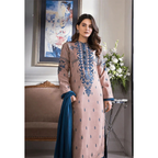 SastaaE SastaaE 3 Piece Unstitched Embroidered Dress on Lawn Cotton fabric along with Chiffon Embroidered Dupatta - Default Title - shoppingkarado.com