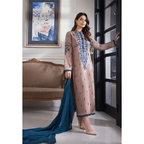 SastaaE 3 Piece Unstitched Embroidered Dress on Lawn Cotton fabric along with Chiffon Embroidered Dupatta Default Title - Shopping Karado