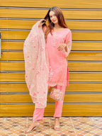SastaaE Organza 3pc Unstitched Embroidered & Adda Work Dress with Malai Inner - Default Title - Buy Online at Shopping Karado