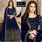 SastaaE SastaaE Unstitched Womens Chiffon Zari Embroidered Frock/Maxi - Default Title - shoppingkarado.com