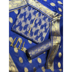 Sastaae Cotton Jacquard 3 Pieces Paper Cotton Banarsi (Shirt,Touser,Duppatta) Black - Shopping Karado