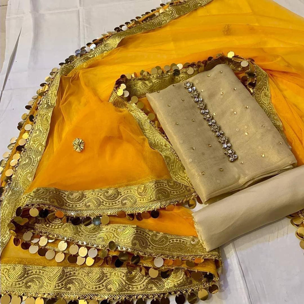 Buy Sastaae Mysoori Suit 3 Pieces Net Gotta Work Duppatta With Mysoori Hand Work Shirt & Mysoori Shabnum Touser Default Title Online - Shopping Karado