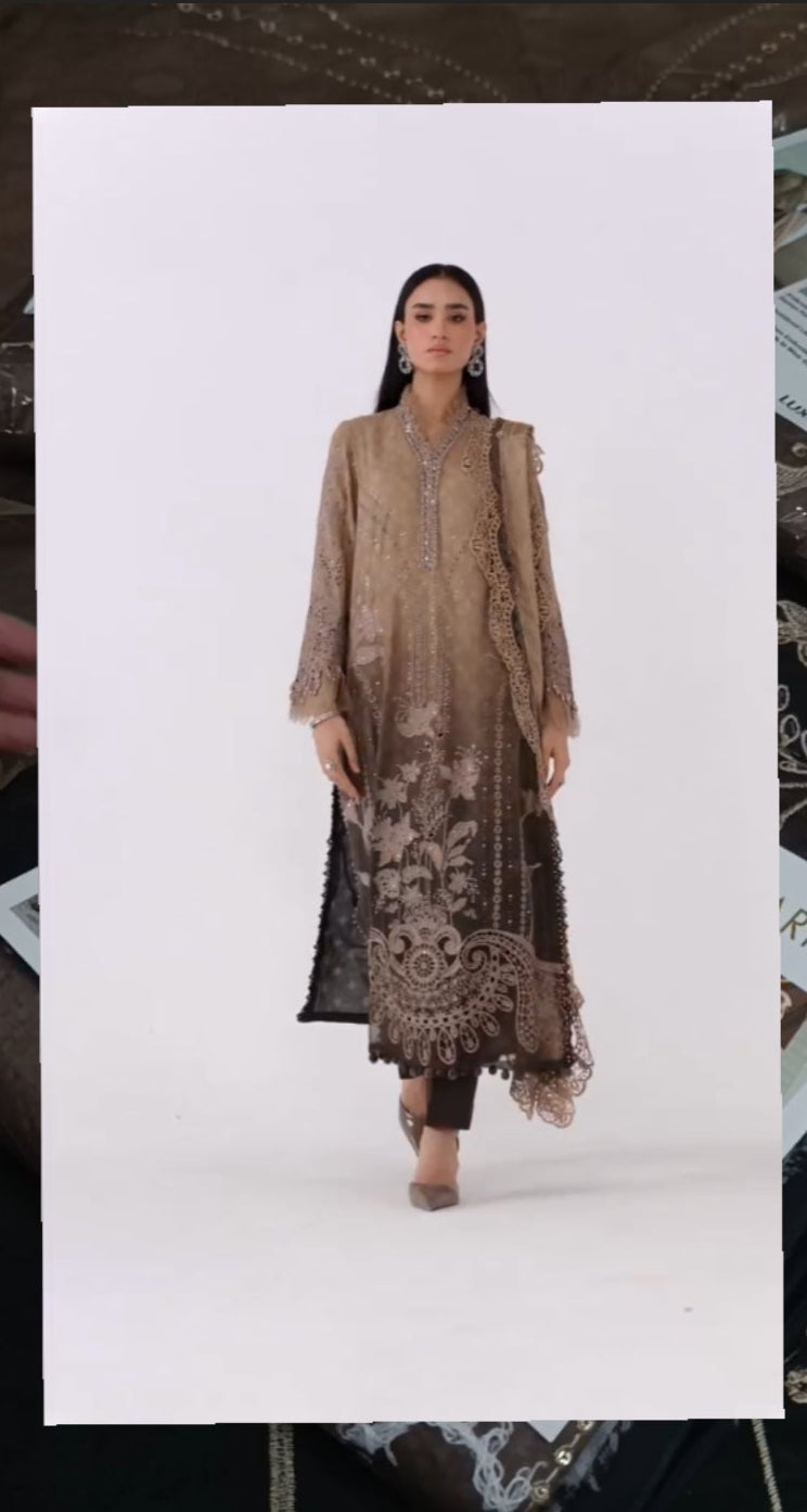 Buy 3Pc Double Chocolate Skin Brown Lawn Online at Shopping Karado - Premium Quality Unstitched Suit