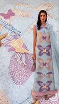 Buy 3Pc Shahi Butterfly Luxury Lawn Sky Blue Online at Shopping Karado - Premium Quality Unstitched Suit