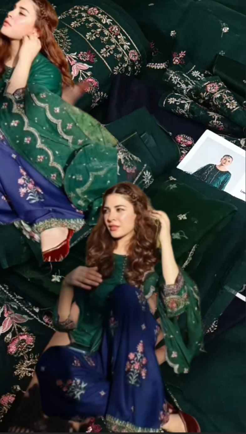 Buy 3Pc Naimal Blue Lawn Online at Shopping Karado - Premium Quality Unstitched Suit