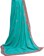 Sindhi Hand Embroidered Sea Green Chadar – Mirror Work on Swiss Voil