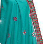 Sindhi Hand Embroidered Sea Green Chadar – Mirror Work on Swiss Voil
