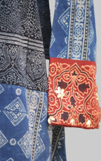 Stitched Frock Kurta Organic Dyed Hand Block Printed Ajrak Indigo Cotton