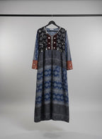 Stitched Frock Kurta Organic Dyed Hand Block Printed Ajrak Indigo Cotton