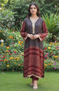 Stitched Kurta Organic Dyed Hand Block Printed Ajrak Design Dress – Linen with Gotta Patti