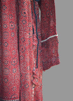 Stitched Angrakha Organic Dyed Hand Block Printed Ajrak Dress – Lawn Fabric