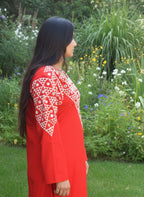 Mirror Hand Embroidered Red Two-Piece Dress – Stitched Kurta & Trouser in Lawn Cotton