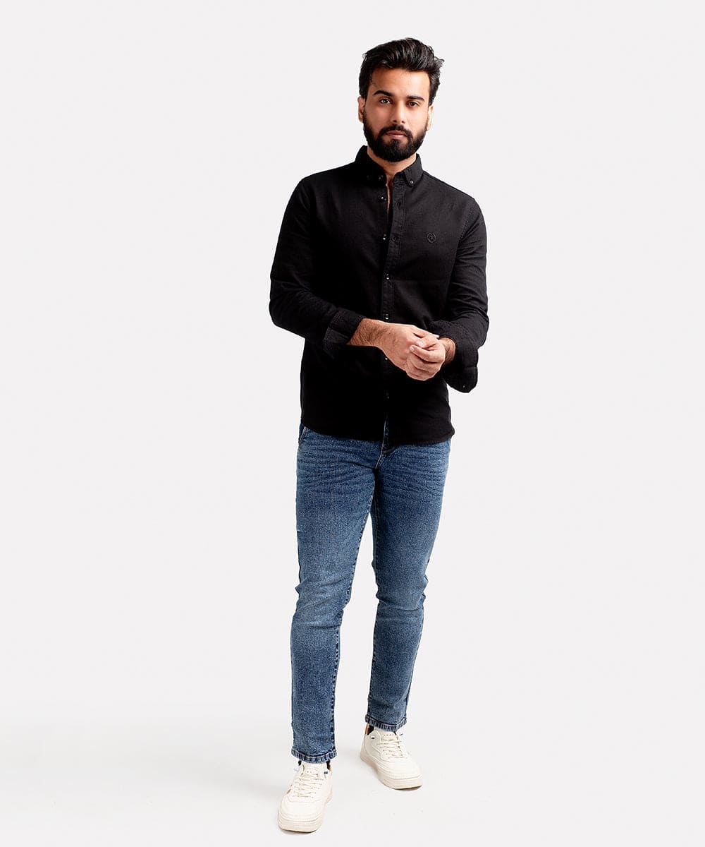 Men's Casual Shirt - Black Shc-1976 - Black - View 2