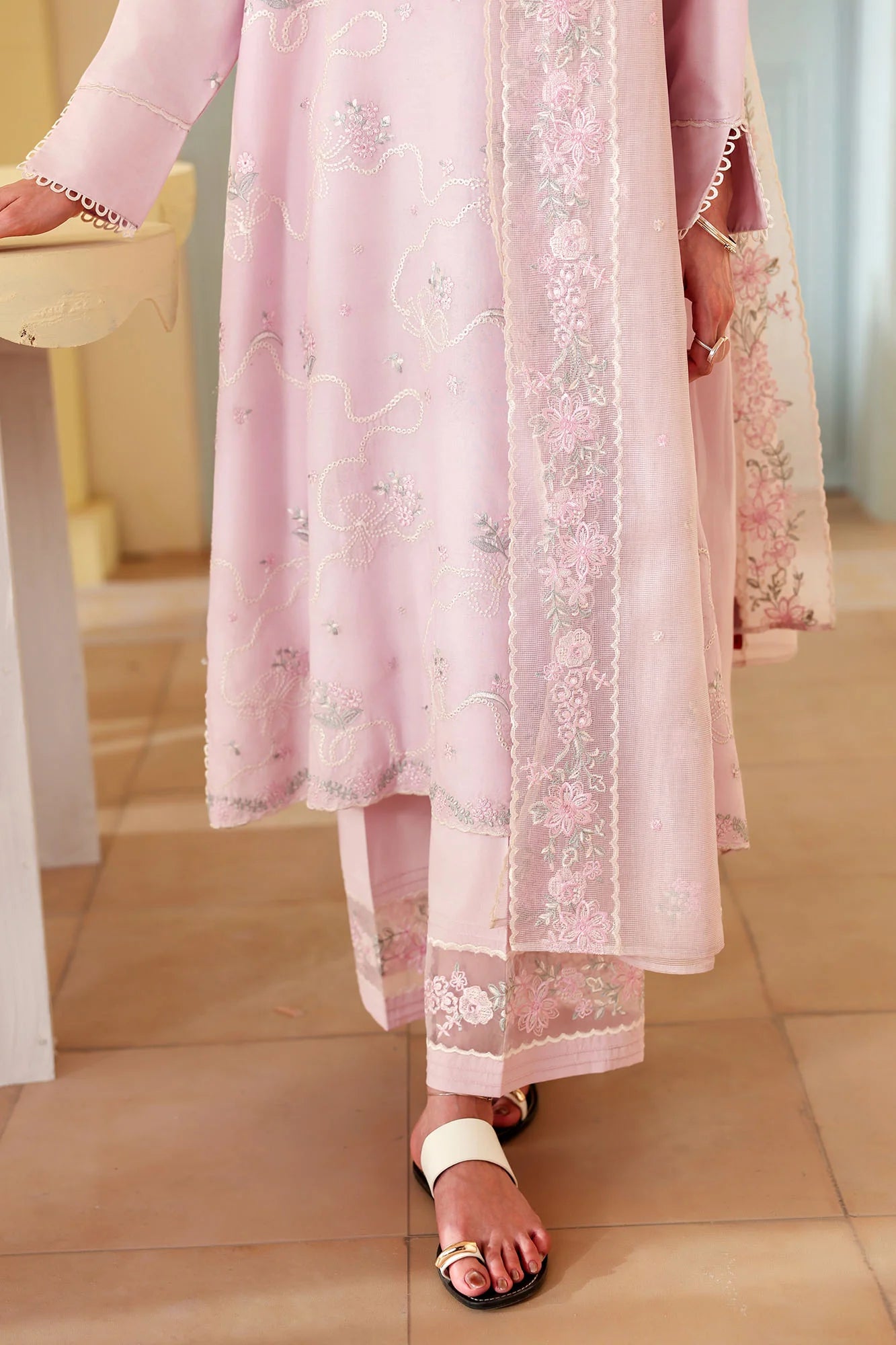 LAVENDER BREEZE-3PC EMBROIDERED LAWN SUIT- STITCHED