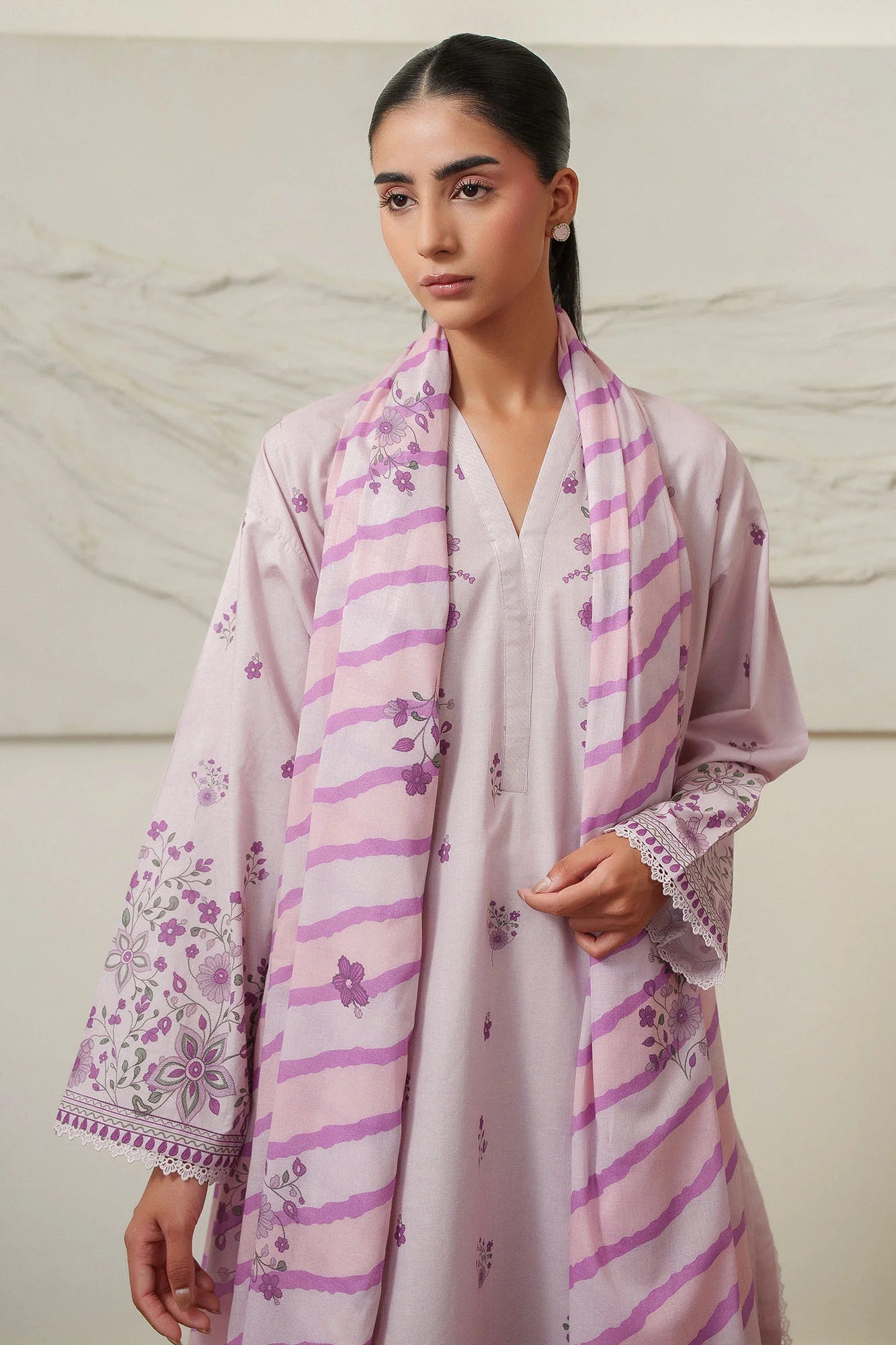 SPRING LILAC-3 PIECE PRINTED LAWN SUIT