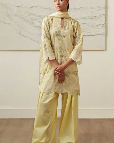 OCHRE CHARM-3 PIECE PRINTED LAWN SUIT