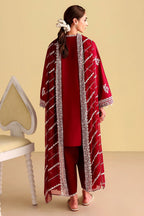 ROYAL GARNET-3PC EMBROIDERED LAWN SUIT - STITCHED