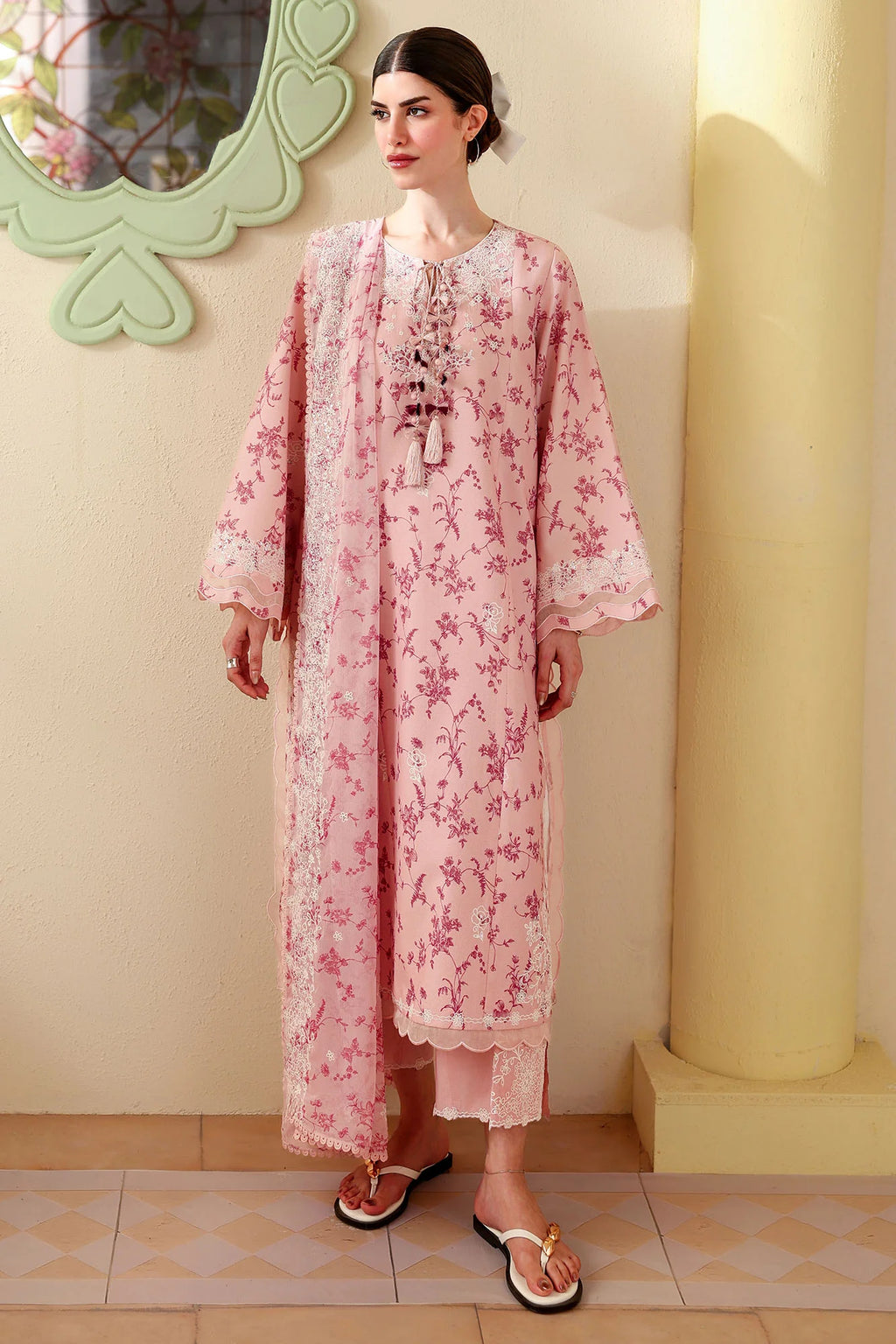 DUSTY PINK -3PC EMBROIDERED LAWN SUIT