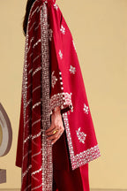 ROYAL GARNET-3PC EMBROIDERED LAWN SUIT - STITCHED