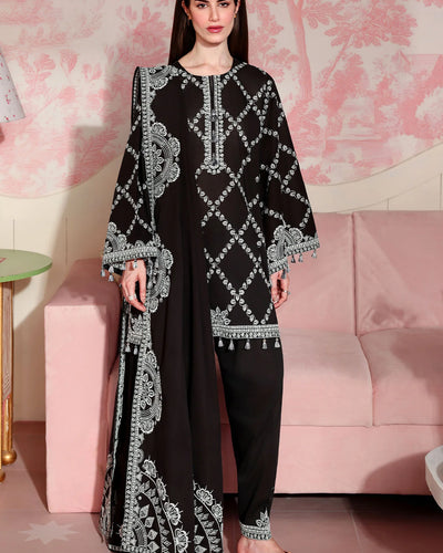 CHARCOAL CHARM-3PC EMBROIDERED LAWN SUIT