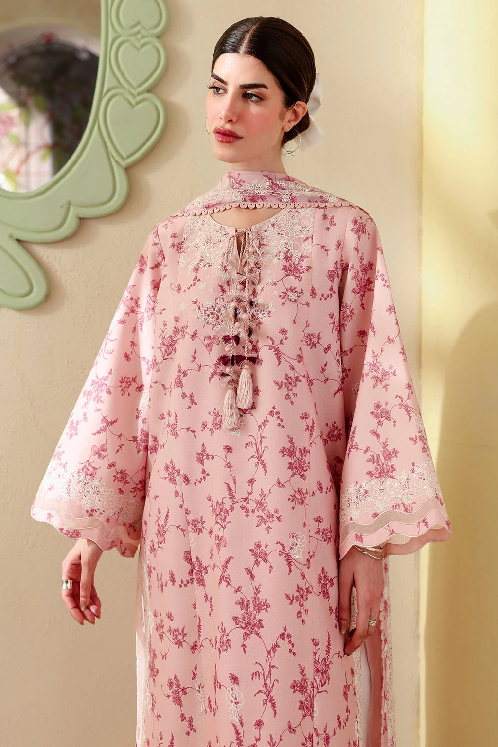 DUSTY PINK -3PC EMBROIDERED LAWN SUIT