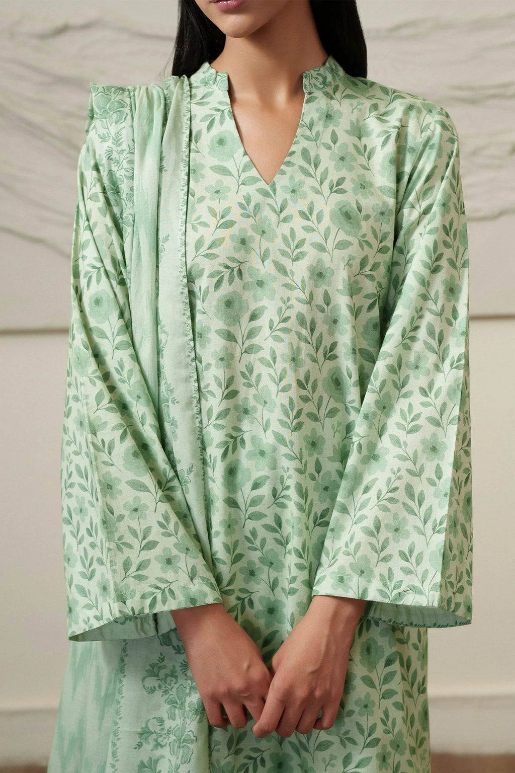 MINT BLOOM-3 PIECE PRINTED LAWN SUIT