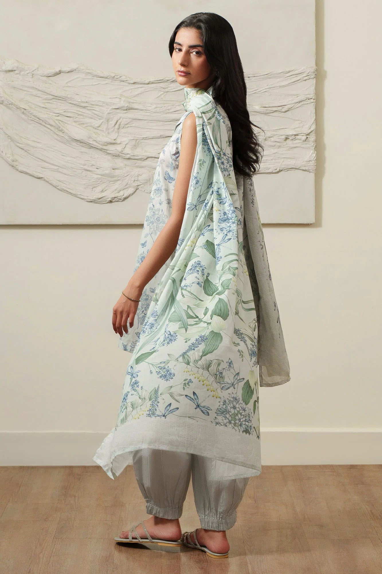 GRAY HORIZON-3 PIECE PRINTED LAWN SUIT