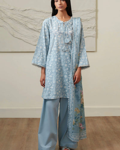 SERENE BLUE-3 PIECE PRINTED LAWN SUIT