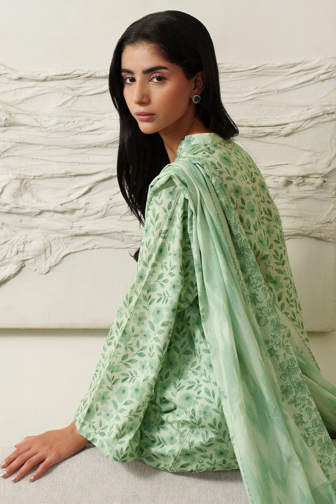 MINT BLOOM-3 PIECE PRINTED LAWN SUIT