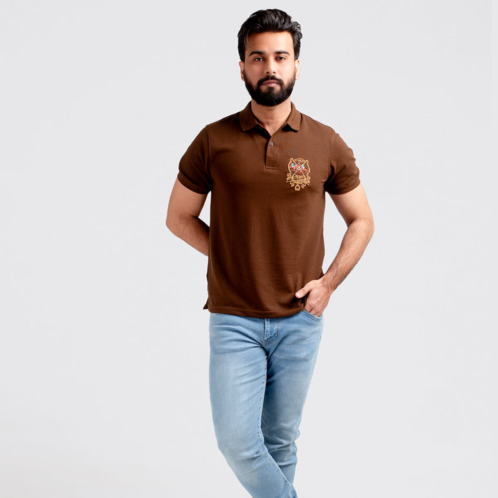 Men'S Polo T-Shirt Brown Tsh-5546 - Brown - View 1