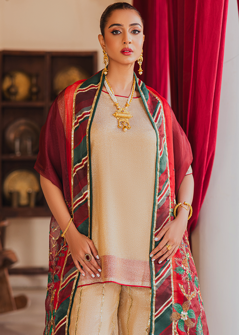 Shajar Shawl - Handcrafted Organza Shawl by Vashah - Shopping Karado