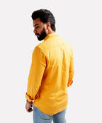Men's Casual Textured Shirt - Yellow Shc-1830 Strech Fabric - Yellow - View 3