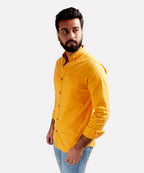 Men's Casual Textured Shirt - Yellow Shc-1830 Strech Fabric - Yellow - View 2