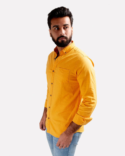 Men's Casual Textured Shirt - Yellow Shc-1830 Strech Fabric