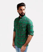 Men's Casual Checkered Shirt - Green Shc-1981 - Green - View 1