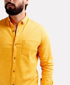 Men's Casual Textured Shirt - Yellow Shc-1830 Strech Fabric - Yellow - View 4