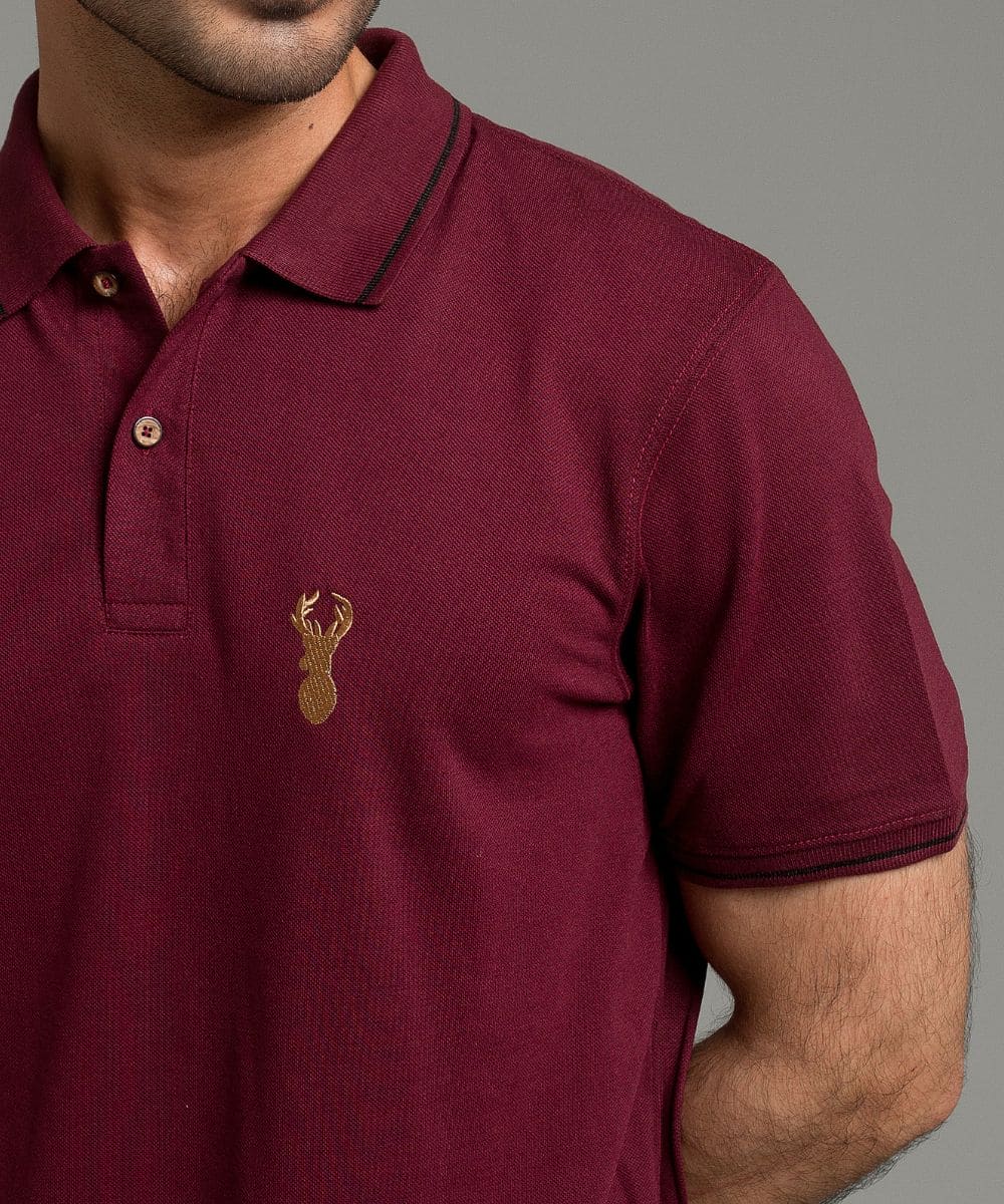 Men'S Polo T-Shirt Maroon Tsh-5518 - Maroon - View 3