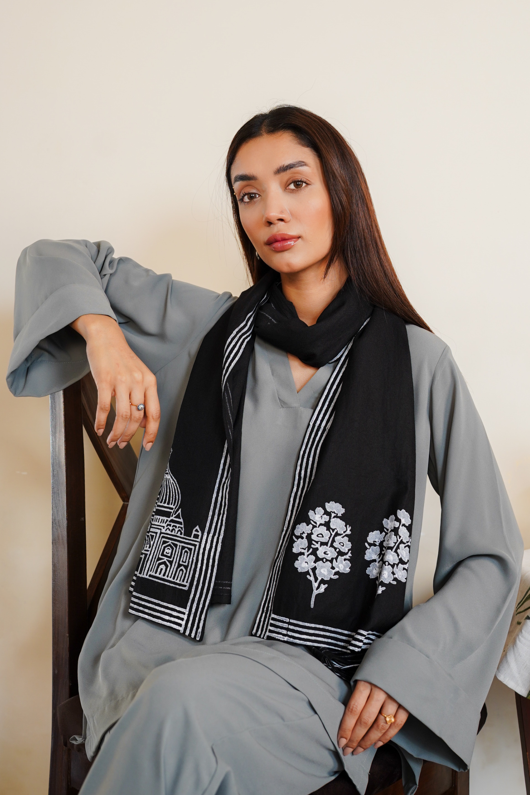 Black & Ivory Scarf (KS-022)