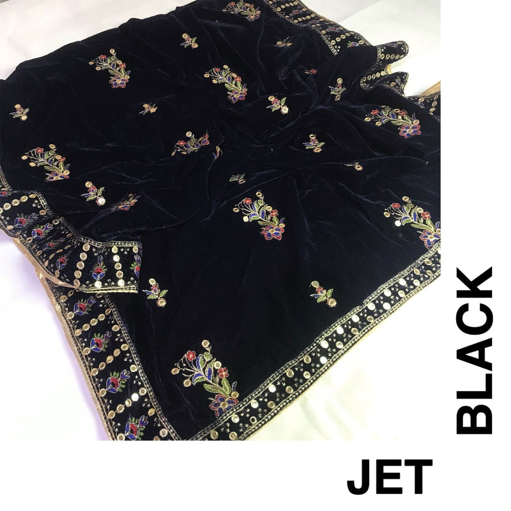 Velvet Emb Shawl - Black - Buy Online at Shopping Karado