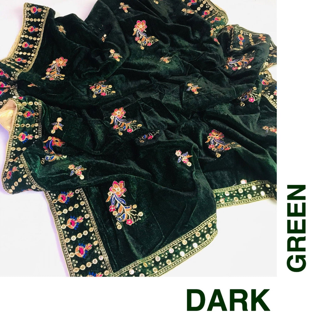 Velvet Emb Shawl Black - Shopping Karado Pakistan