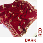 Velvet Emb Shawl Black - Shopping Karado