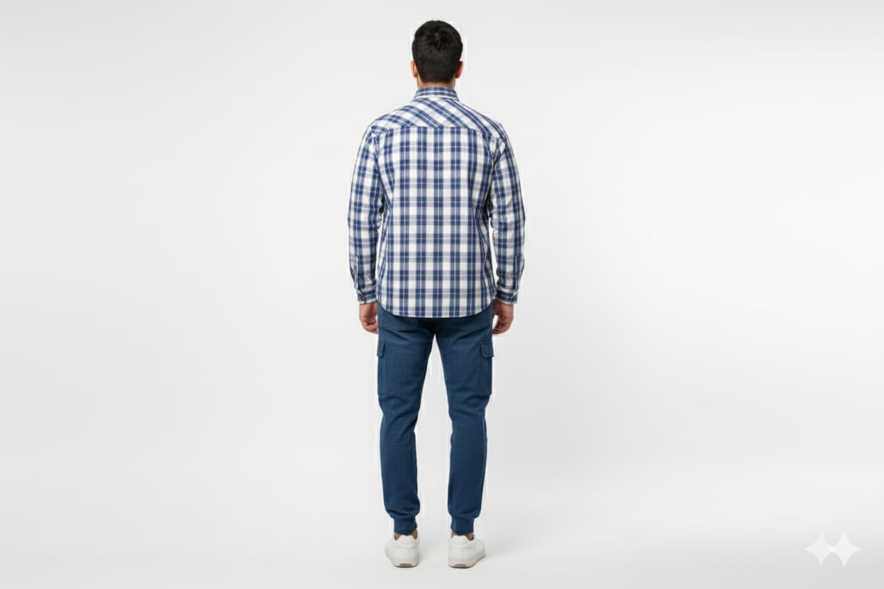 Men's Casual Shirt - Blue Chk Shc-1719 - Blue - View 3
