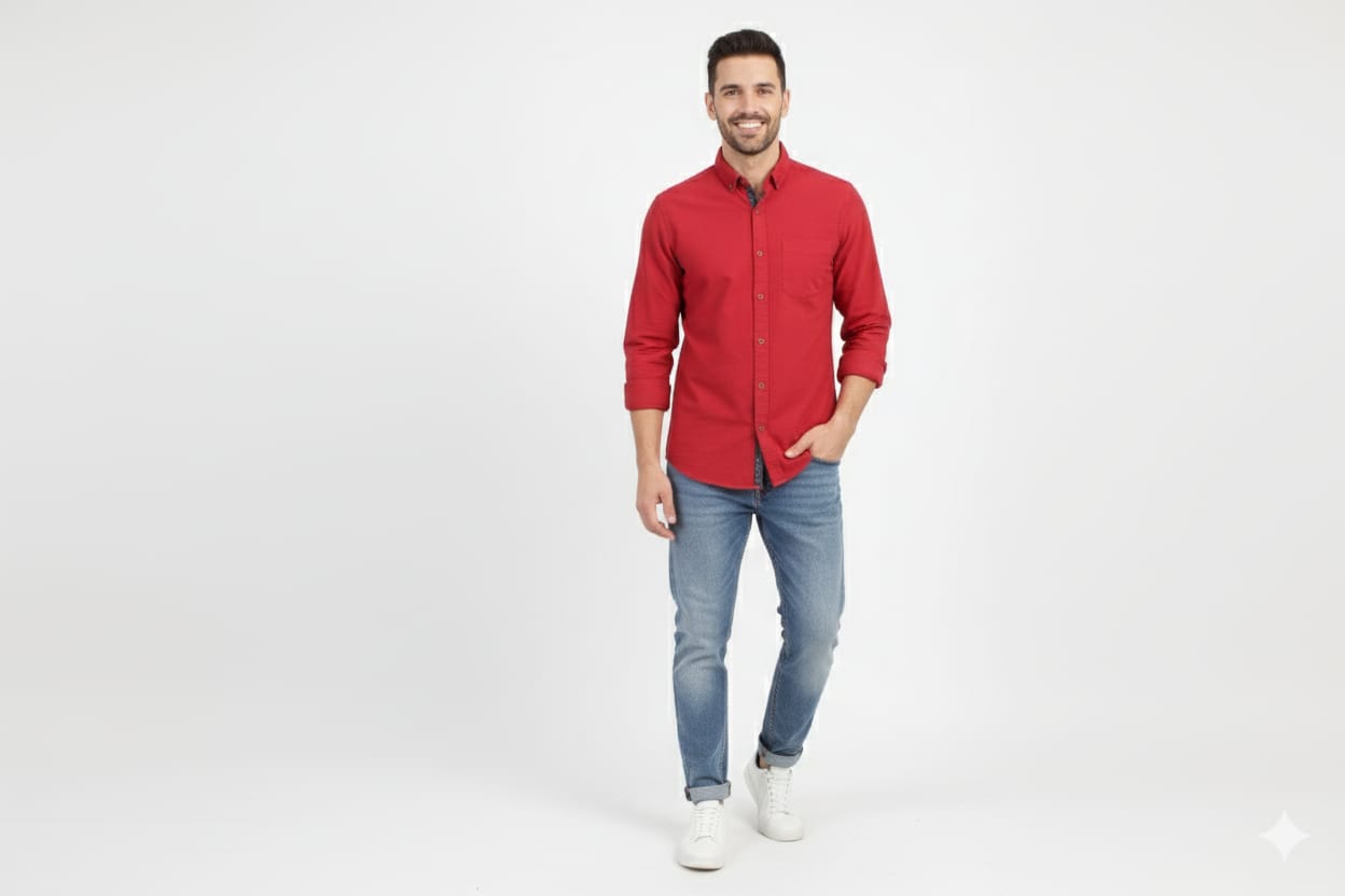 Men's Casual Shirt - Maroon Shc-1612 Strech Fabric - Maroon - View 1