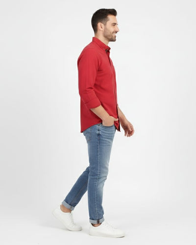 Men's Casual Shirt - Maroon Shc-1612 Strech Fabric