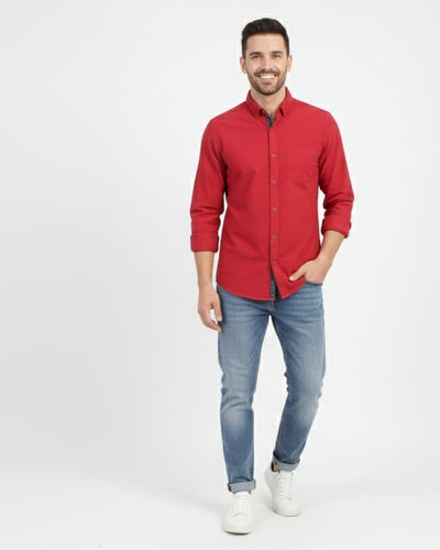 Men's Casual Shirt - Maroon Shc-1612 Strech Fabric