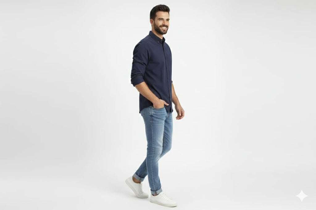 Men's Casual Shirt - Navy Shc-1968 - Navy - View 2