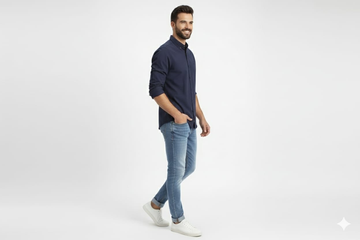 Men's Casual Shirt - Navy Shc-1968 - Navy - View 2