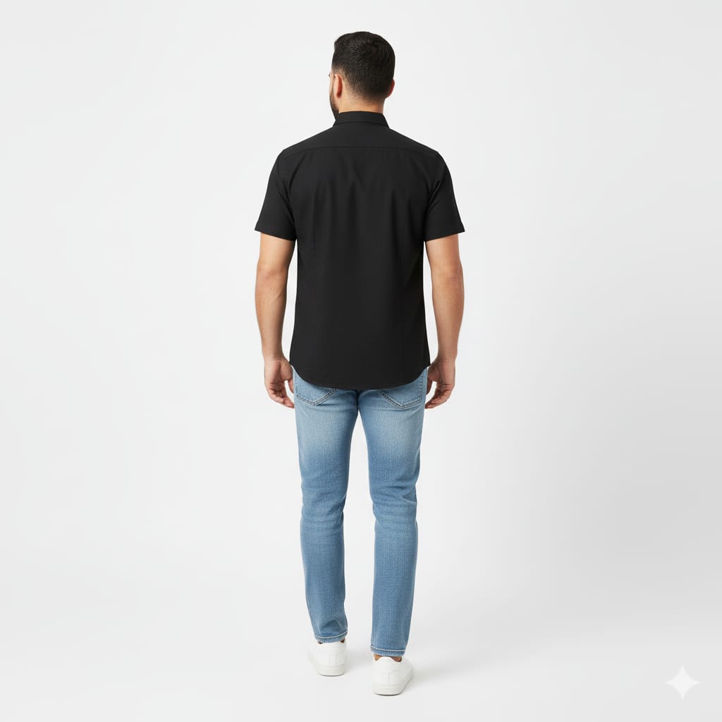 Men's Casual Shirt Half sleves - Black Shc-1925 - Black - View 3